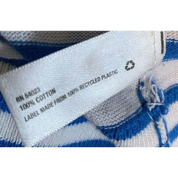 COPY - GAP Cardigan Sweater Large Knit Blue White Striped Pockets Button-Up Pre… - Picture 6 of 8